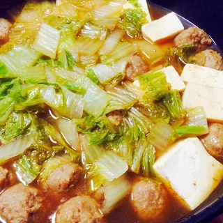 鶏団子と豆腐と白菜のこっくり煮❤︎